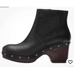 Lucky Brand Yasamin Black Leather Boots Womens 11 Chunky Platform Studded